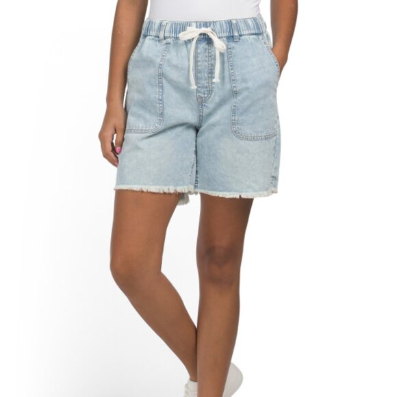 NEW BLANK NYC Tie Waist Fray Hem Denim Shorts blue 362tn - Picture 1 of 2